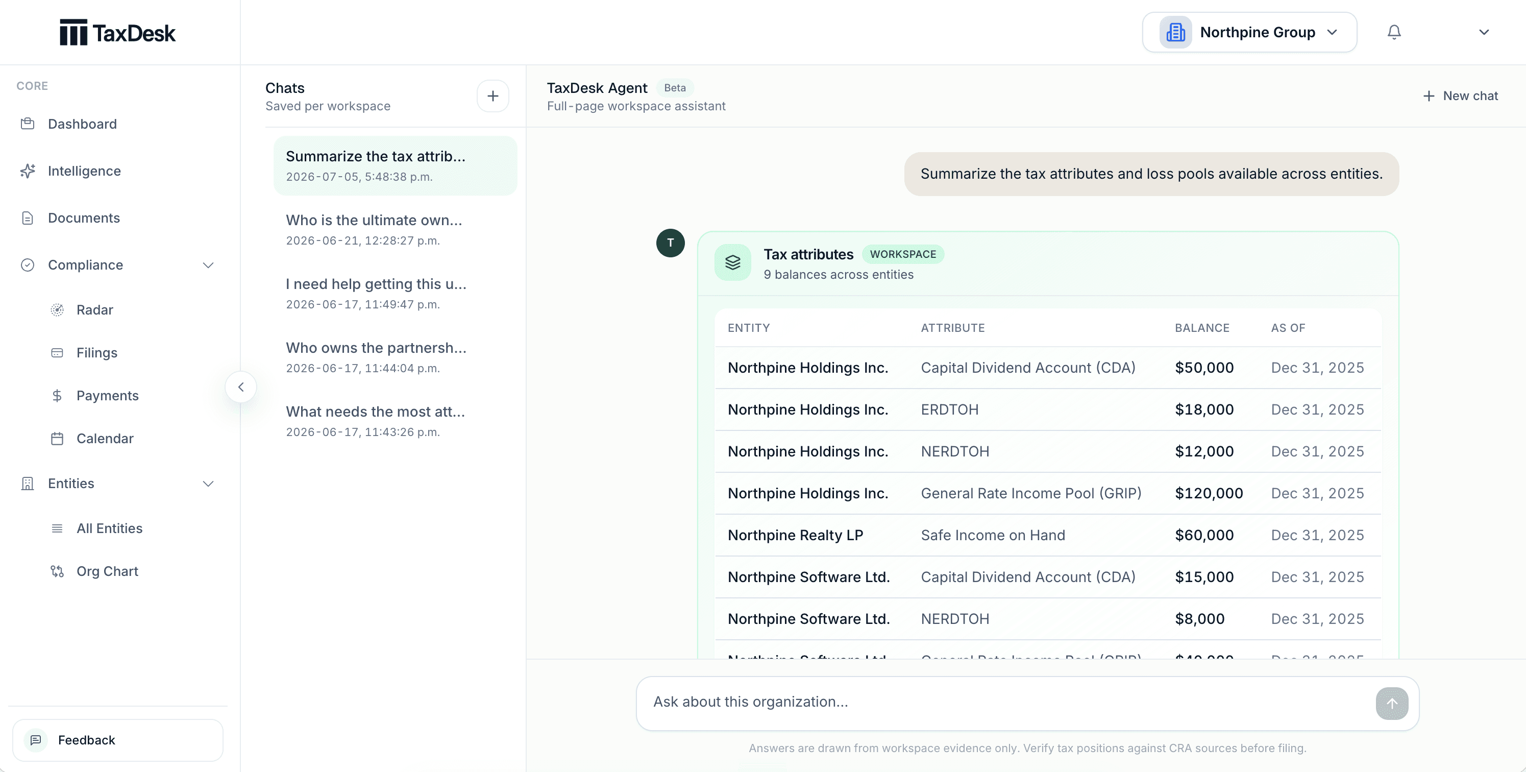 TaxDesk document review showing source evidence and review context.