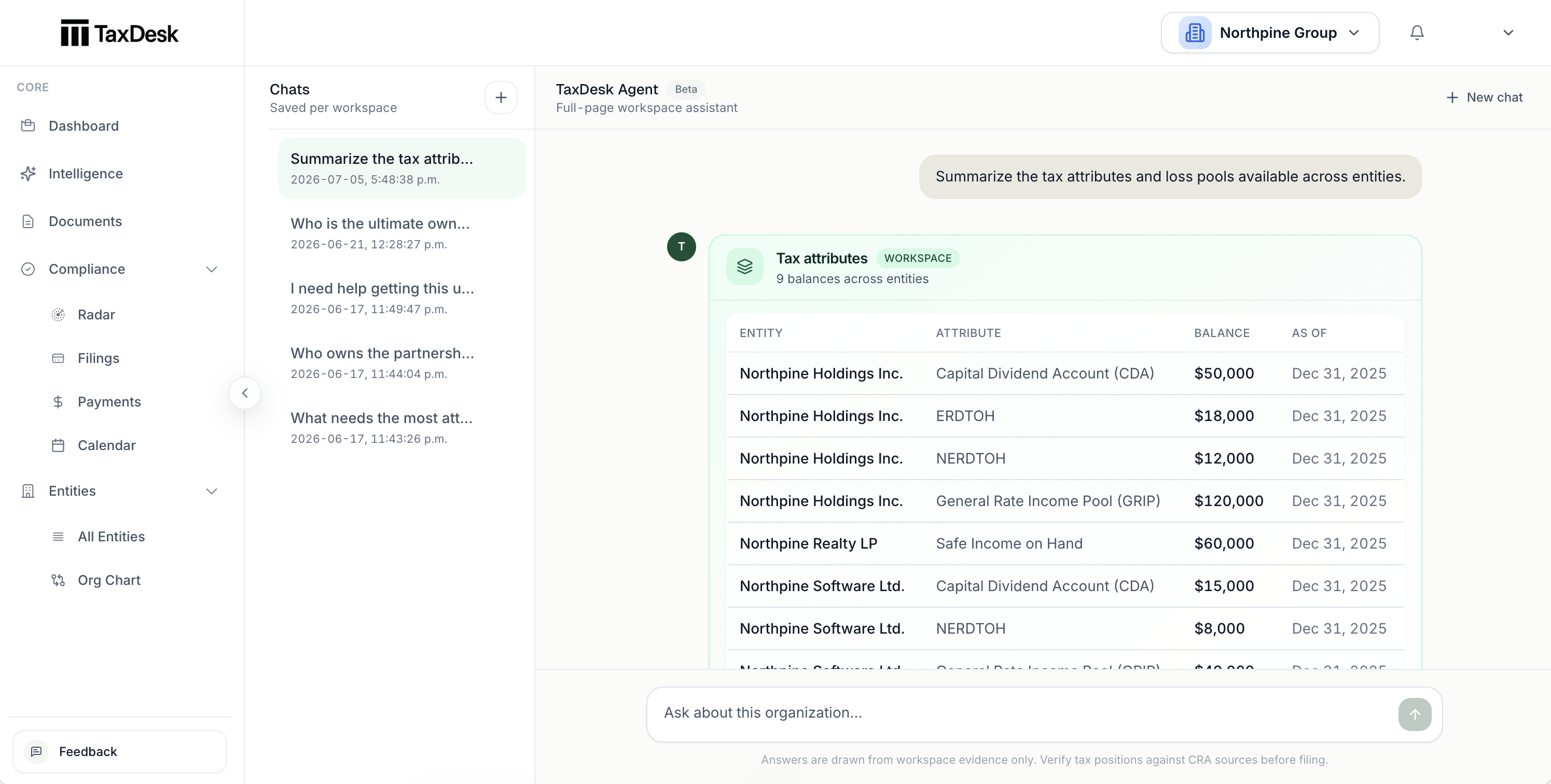 TaxDesk document review workflow showing source-backed review context and follow-up.